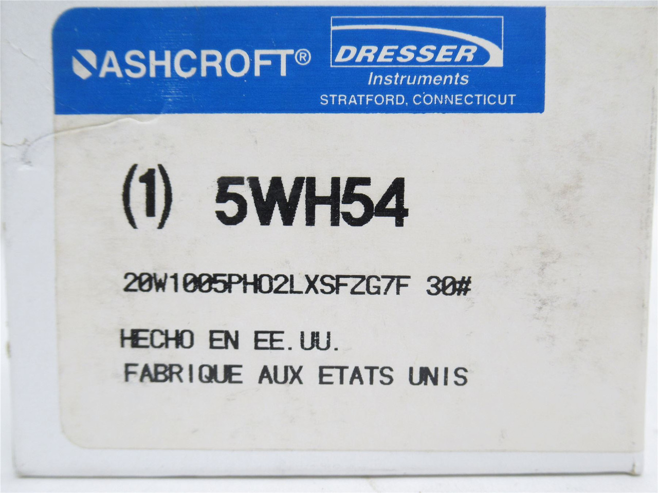 Ashcroft 5WH54; Pressure gauge; 0-30PSI; 2" Dial; 1/4NPT Stem