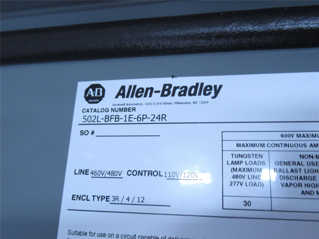 Allen-Bradley 502L-BFB-1E-6P-24R; NEMA 1 Lighting Contactor