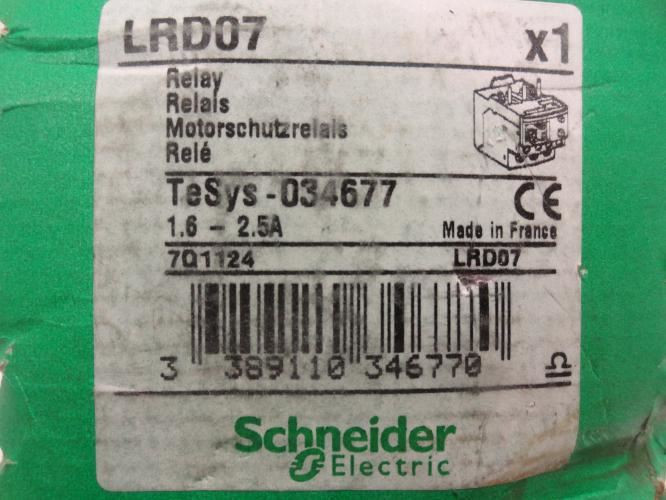 Schneider LRD07; Overload Relay; 600V; 1.6-2.5 A
