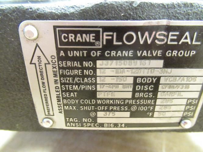 Crane 12-1DA-12DTT0-3NJ; Butterfly Valve;12"; 375PSI; Class 150