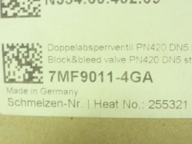 Schneider 7MF9011-4GA; Double Sut-Off Cock DN 5; 420bar