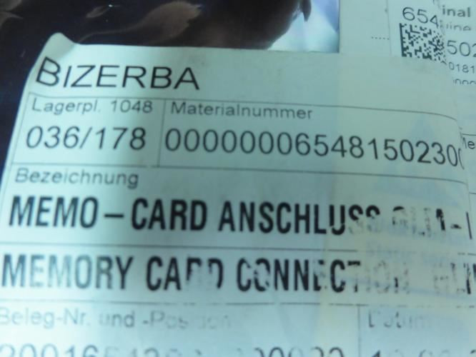 Bizerba 65481502300; Memory Card Connection GLM-I