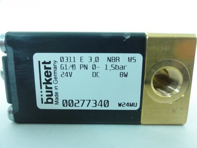 Burkert 277340; Solenoid Valve; 0-1.5 Bar; 24VDC; G1/8