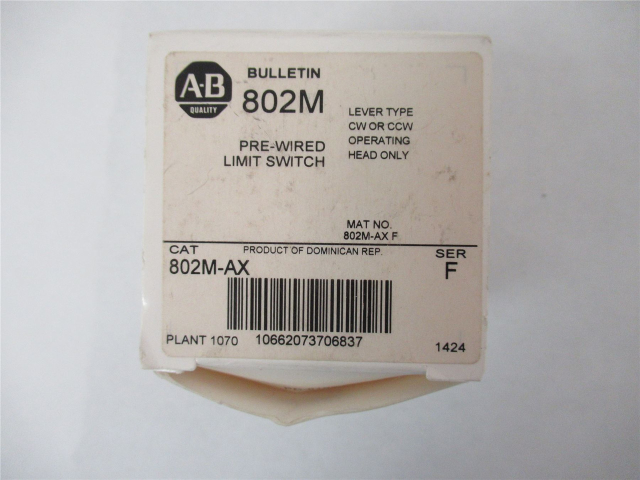 Allen-Bradley 802M-AX;  Limit Switch Head Only Rotary
