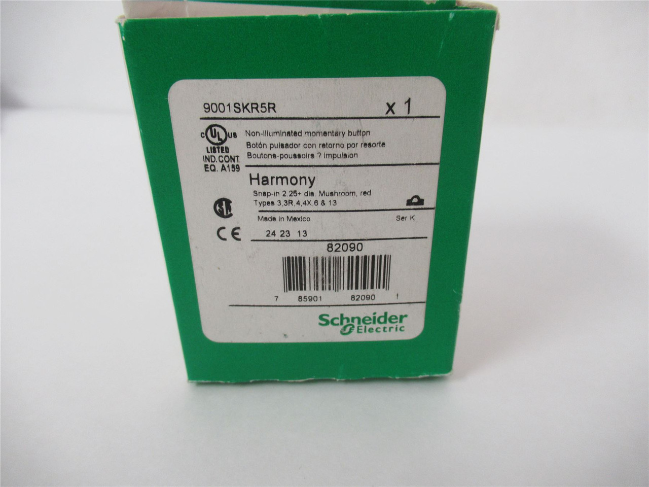 Schneider 9001SKR5R; Pushbutton 55mm Mushroom Cap Operator