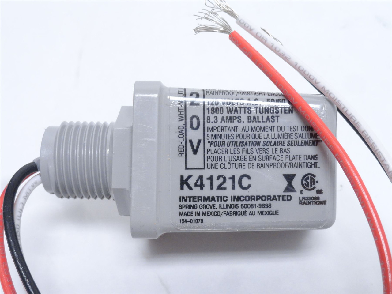 Intermatic K4121C; Thread Stem Photocell; 1/2NPT; 120VAC