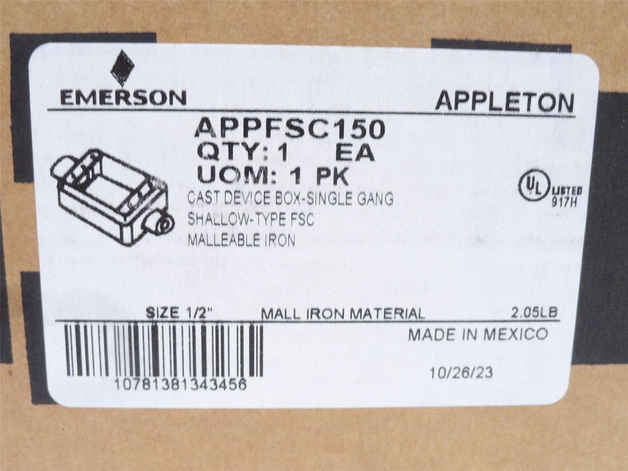 Appleton APPFSC150; Device Box; 1/2NPT; 1-Gang; 2-Knockouts