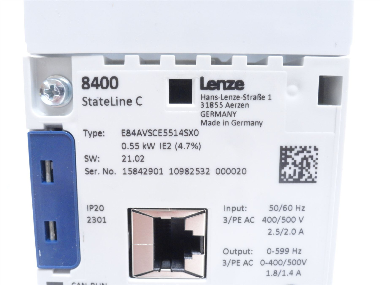 Lenze E84AVSCE5514SXO; SMV Drive; 1.5HP; 400/500VAC; 2.5/2 Amp