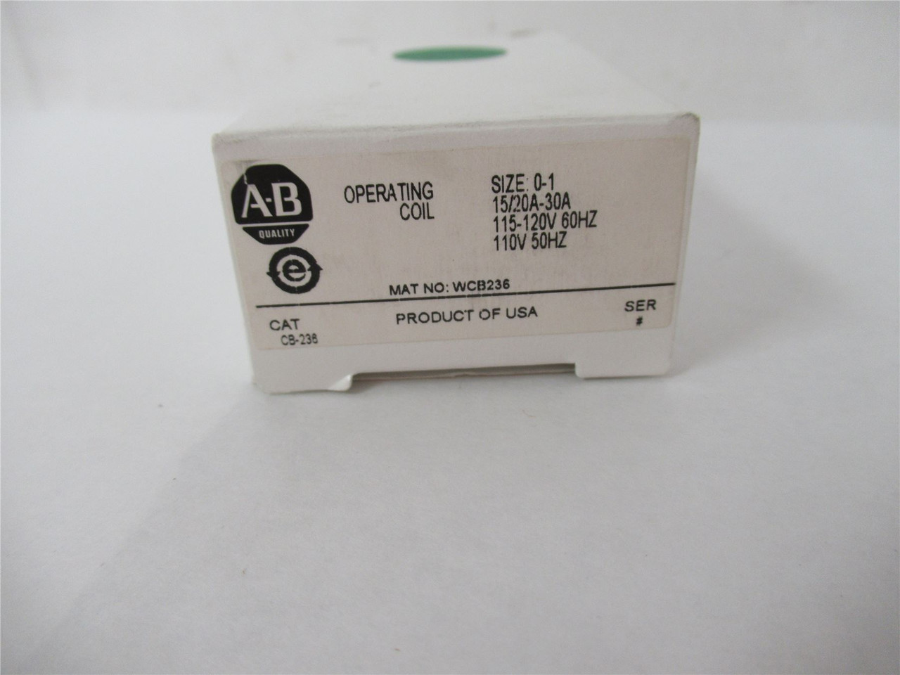 Allen-Bradley CB-236; Contactor Coil 120VAC 60HZ- 110VAC 50HZ