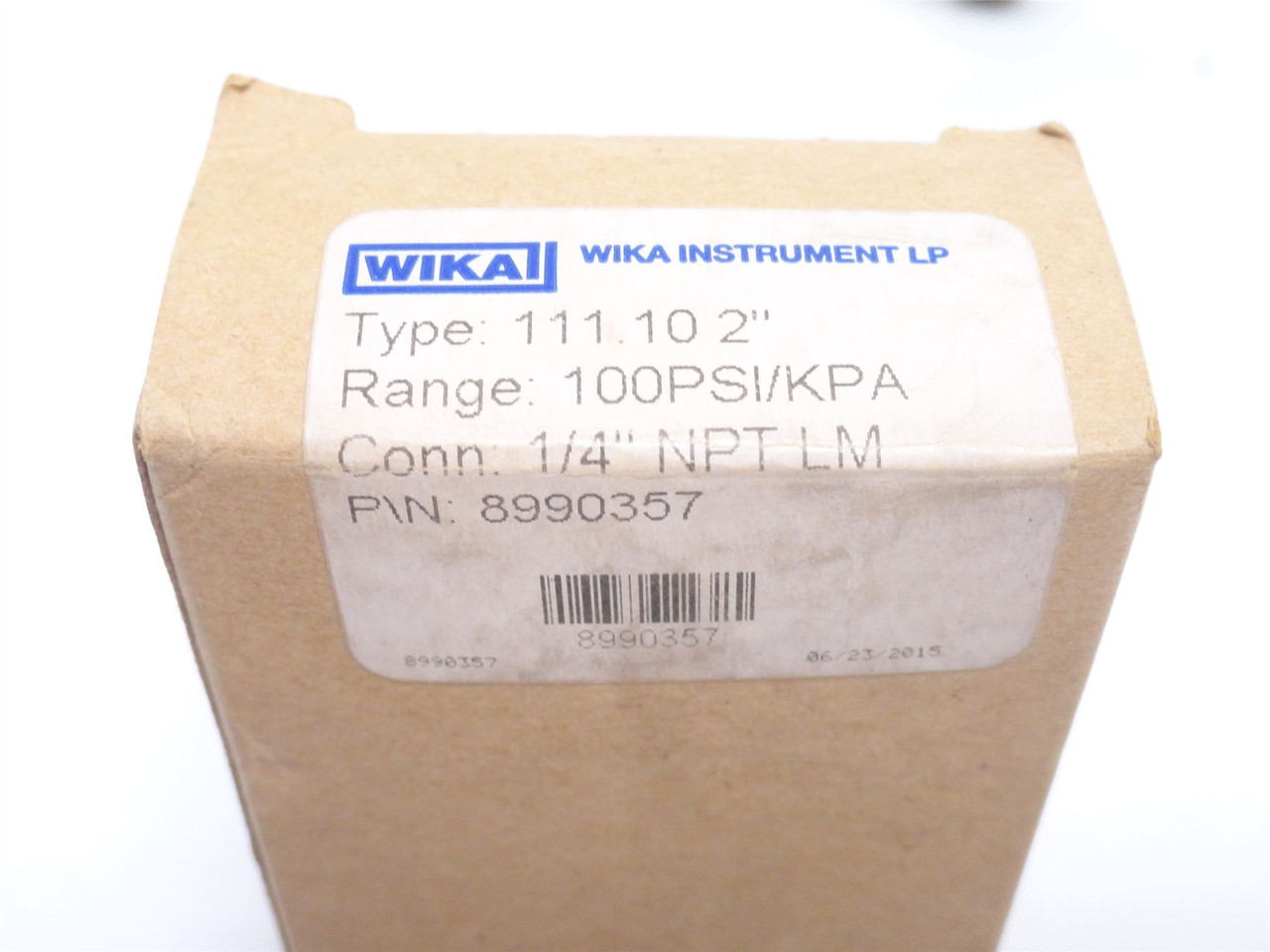 Wika 8990357; Dry Pressure Gauge; 0-100PSI; 2" Dial; 1/4NPT