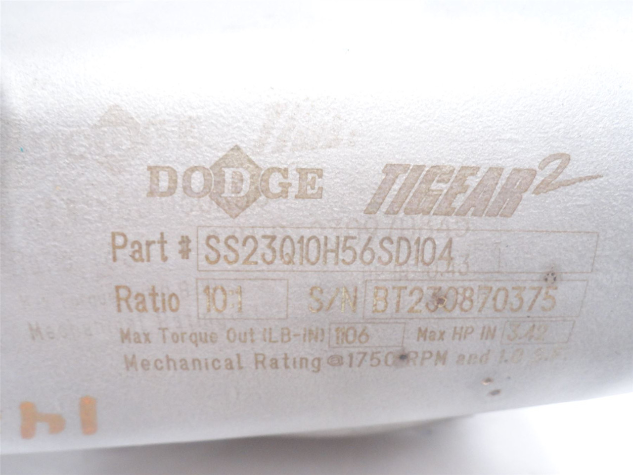 Dodge SS23Q10H56SD104; Gear Reducer 10:1 Ratio SS Case; 3.42HP