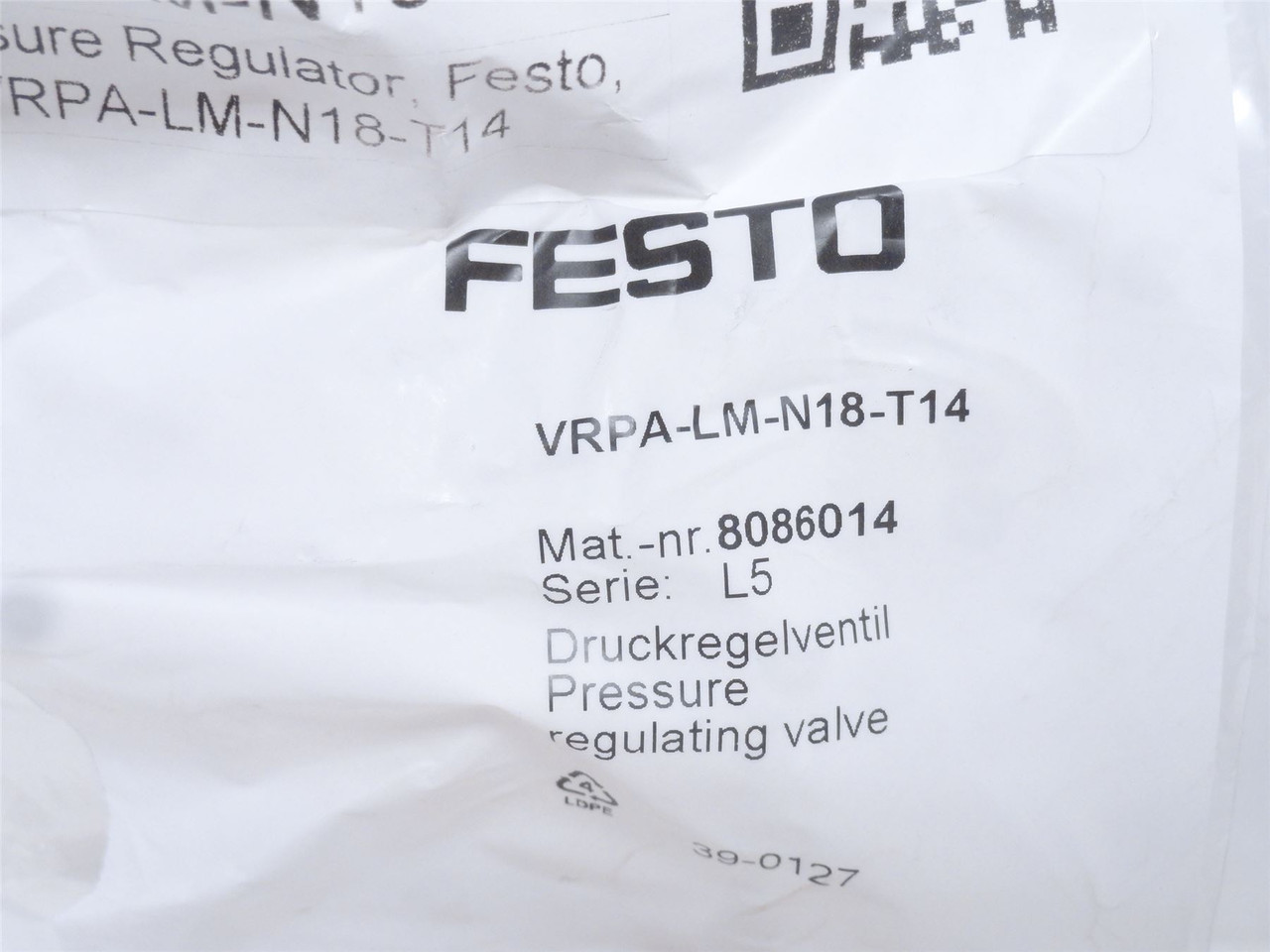 Festo VRPA-LM-N18-T14; Pressure Regulator 8086014; 1/4"PTC