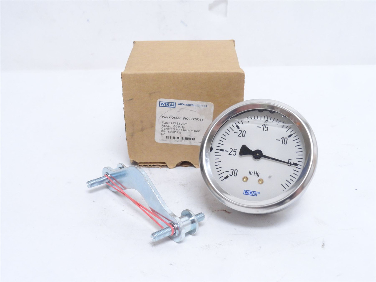 Wika 50230123; Liquid Filled Vacuum Gauge 0-30"Hg; 2.5" Dial