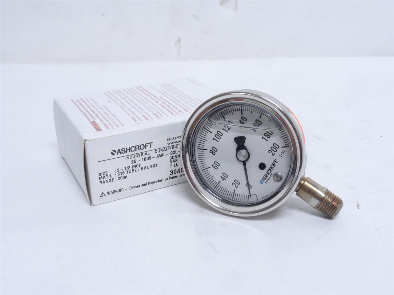 Ashcroft 251009AWL02L200#; Liquid Filled Pressure Gauge; SS