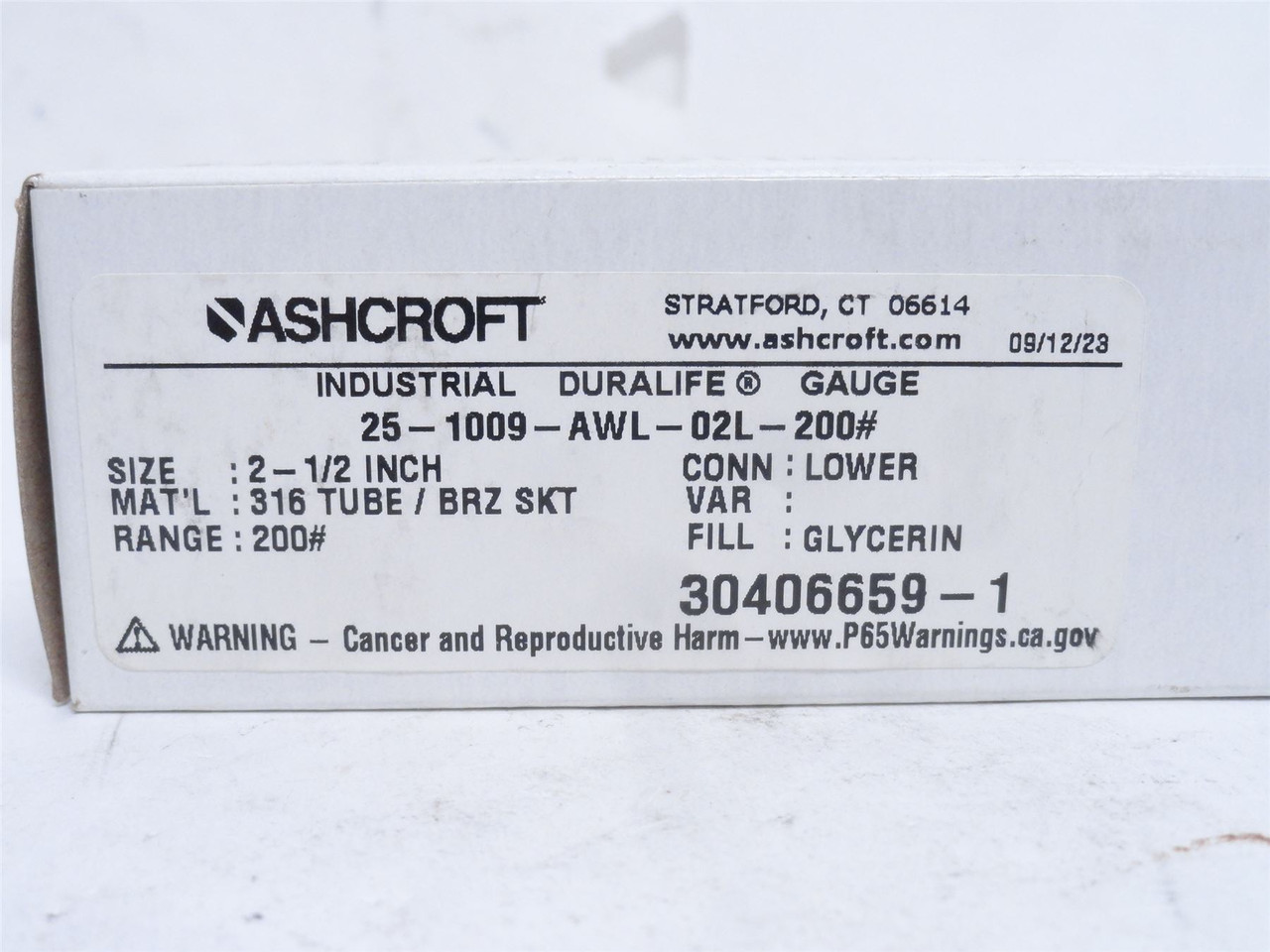 Ashcroft 251009AWL02L200#; Liquid Filled Pressure Gauge; SS