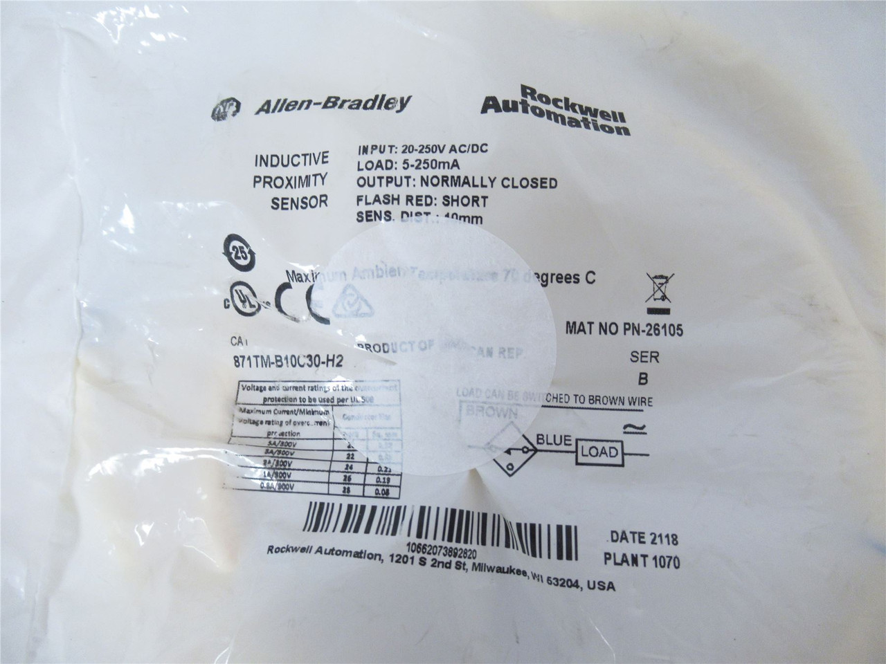 Allen-Bradley 871TM-B10C30-H2; Inductive Proxim Sensor 15MM