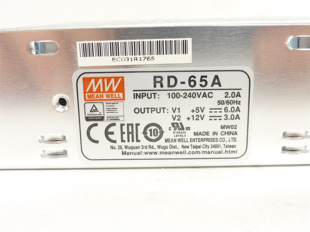Mean Well RD-65A; Power Supply 100-240VAC In; 5-12VDC Out