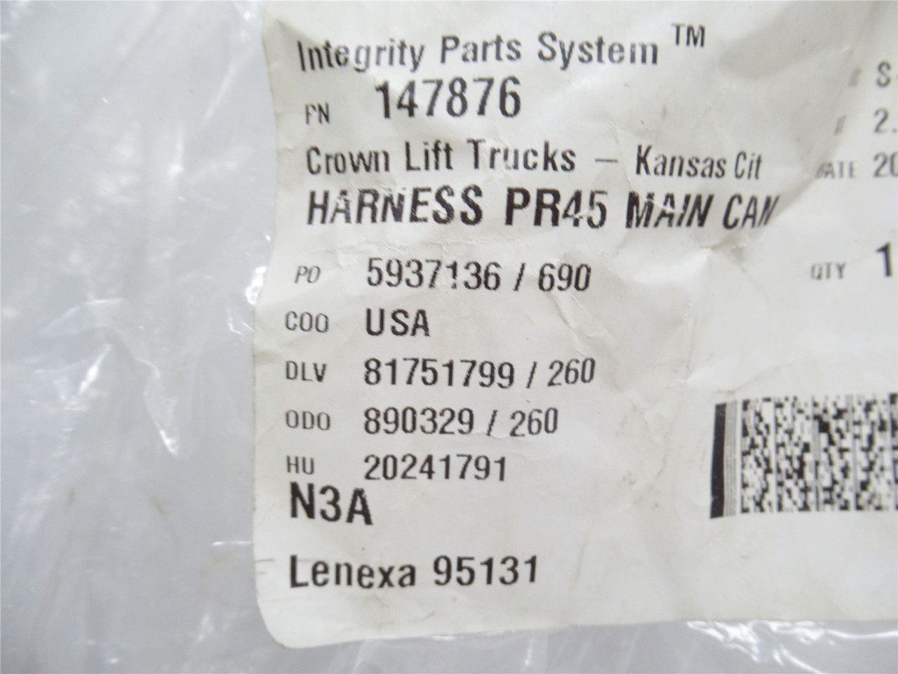 Crown 147876; Forklift Alternator Wiring Harness