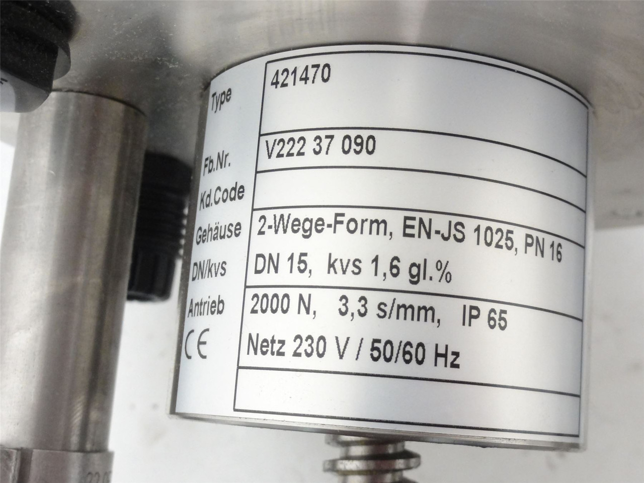 KFM Type vg21570; Motor Valve 1/2" DN-15; 25 bar W.Nr. 212018