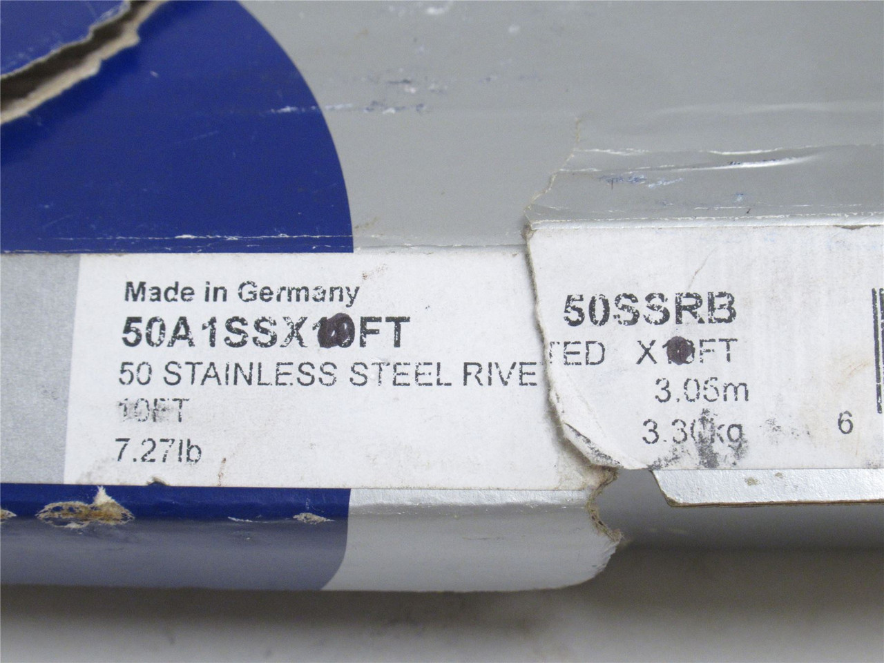 Renold 50A1SSX9; Riveted Chain #50; SS 9' Long; Single Strand