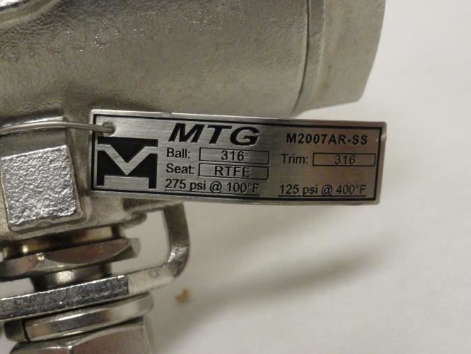 MTG- M2007AR-SS; Inline Ball Valve; SS-316; 1NPT; 2000WOG