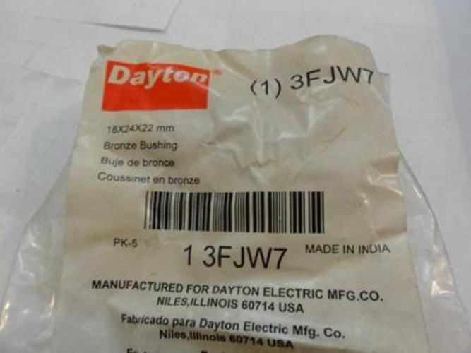 Dayton 3FJW7; Bag-5 Bronze Sleeve Bearing; 18mm ID; 24mm OD