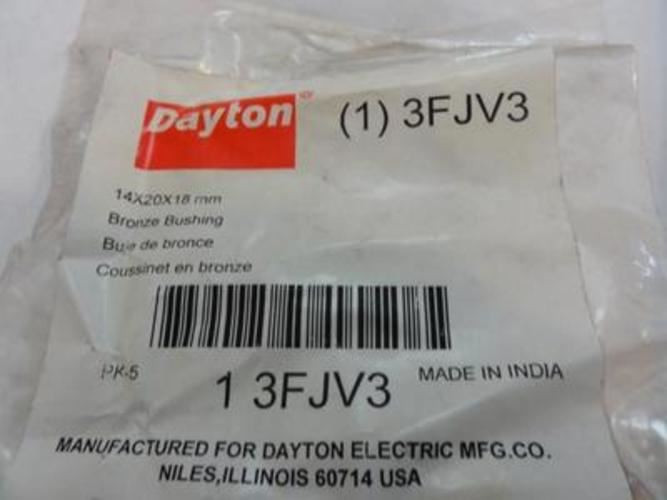 Dayton 3FJV3; Bag-5 Bronze Sleeve Bearing; 14mmID; 20mmOD