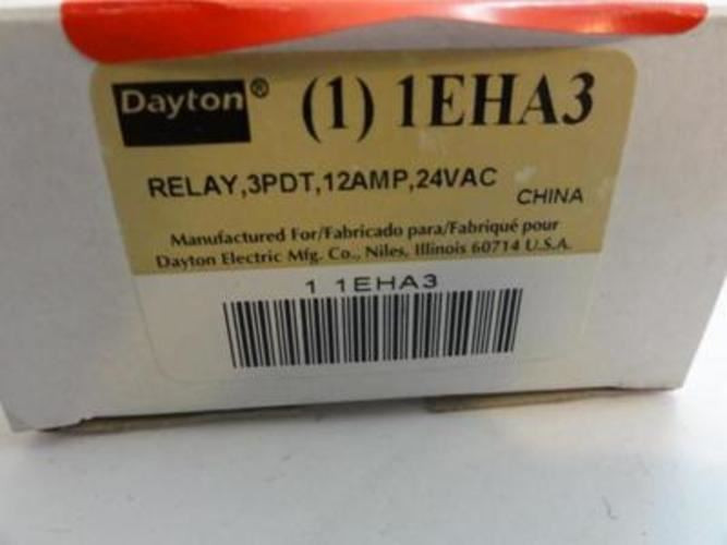 Dayton 1EHA3; Relay; 11 Pin 24VAC Coil Volts