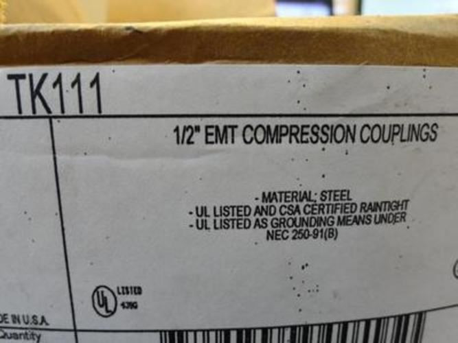 Steel City TK111; LOT-27 EMT Compression Coupling 1/2"