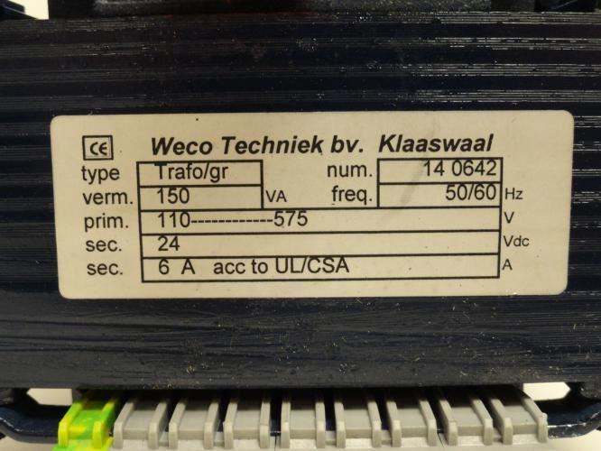 Weco Techniek Trafo/gr; Transformer; 150vA; 110-570V Primary