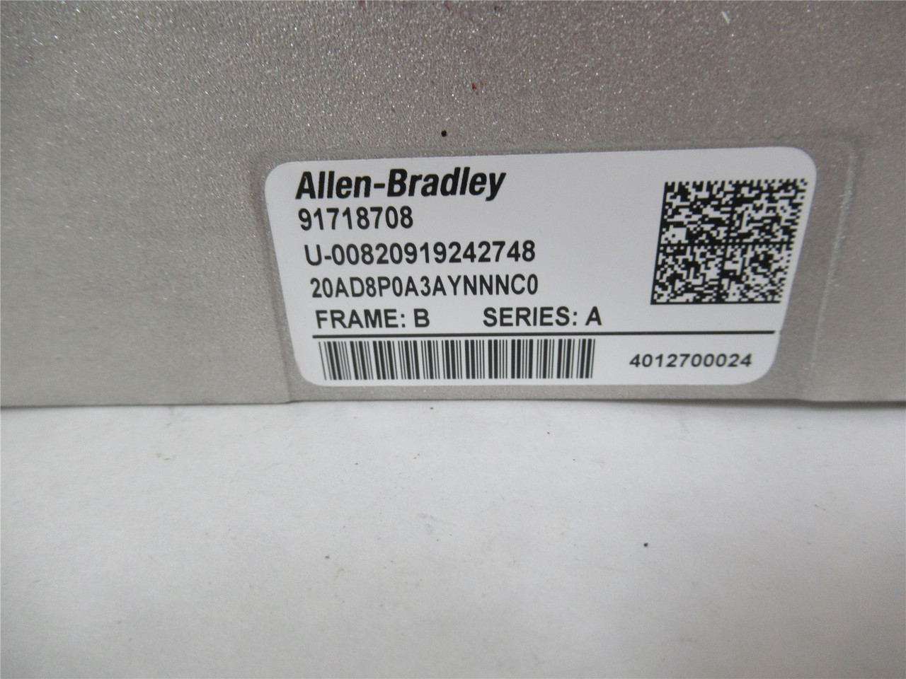 Allen-Bradley 20AD8P0A3AYNNNC0; AC Drive 5HP 8A 480 VAC 3Ph