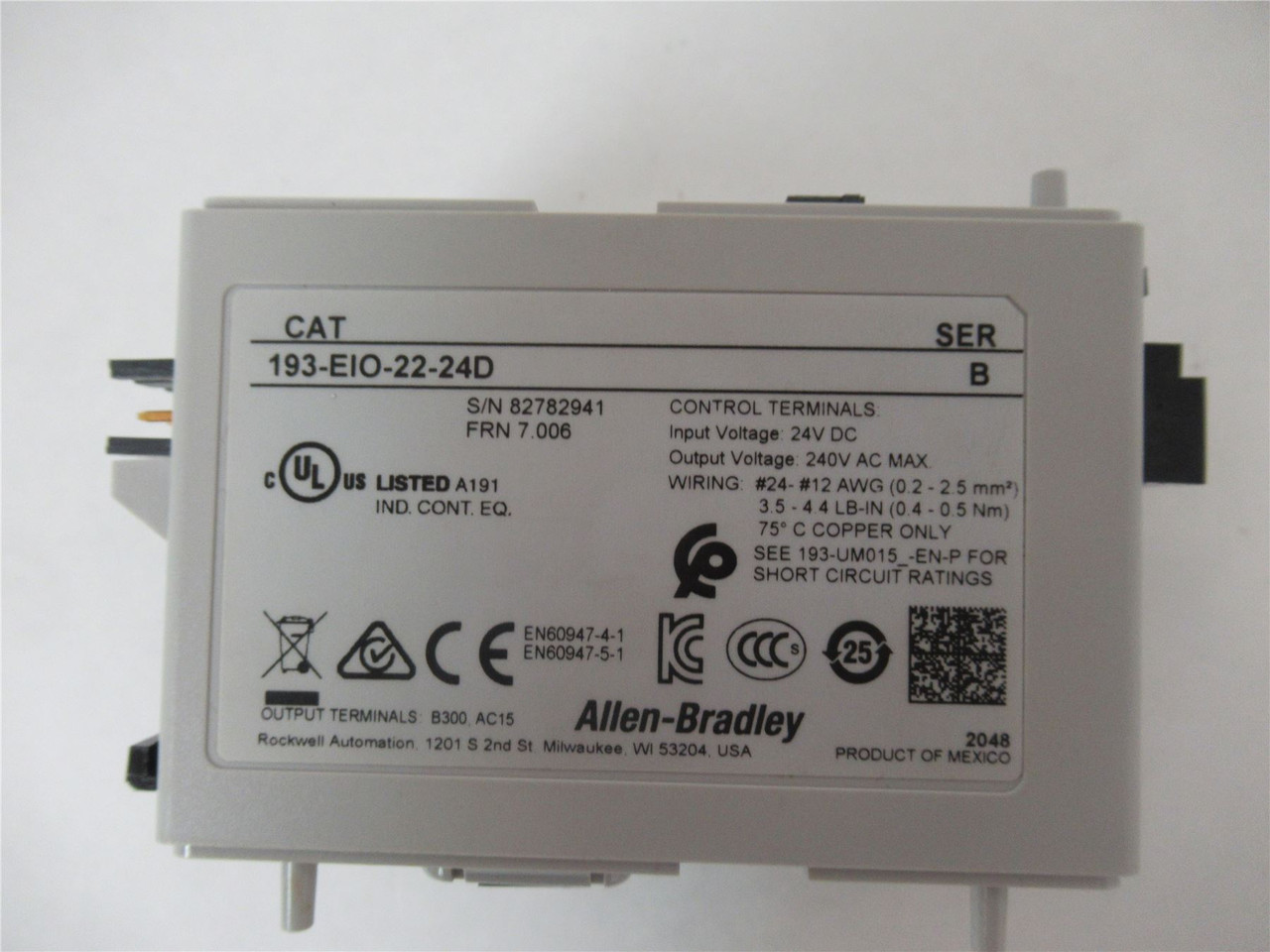 Allen-Bradley 193-EIO-22-24D; Control Module  24 VDC