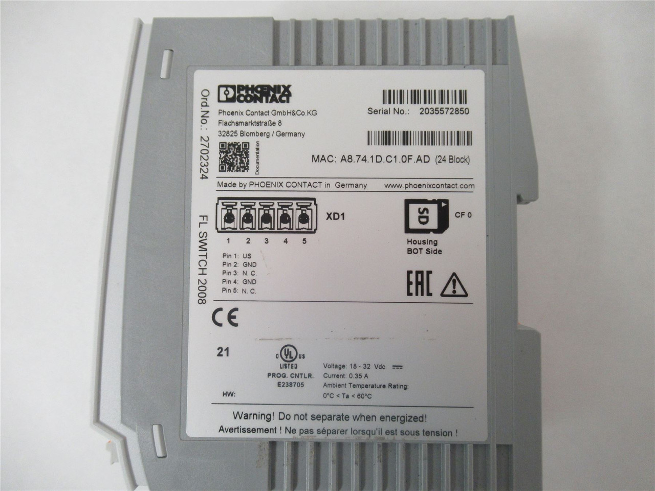 Phoenix Contact FL SWITCH 2008; Industrial Ehternet Switch