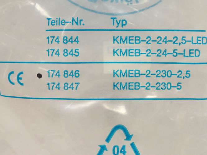 Festo KMEB-2-230-2.5; Plug Socket W/Cable 174846 230Vdc 2.5m L