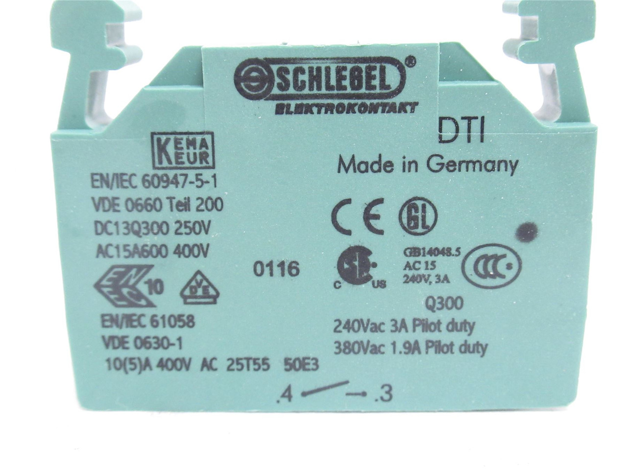 Schlegel DT1; Aux Contact Block 10A; 400VAC