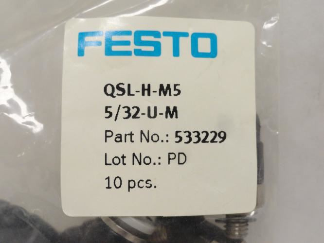 Festo QSL-H-M5-5/32-U-M; Bag-10 L-Fitting 533229; 5/32"Tube xM5
