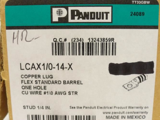 Panduit LCAX1/0-14-X; Copper Compression Lug # 1/0 AWG