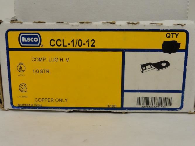 Ilsco CCL-1/0-12; Lot-5 Copper Compression Lug 1/0AWG