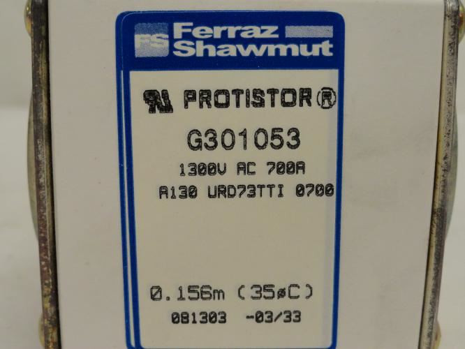 Ferraz G301053; Square Body Semiconductor Fuse 1300V; 700A