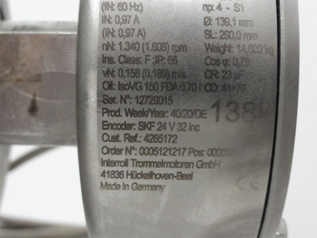 Interroll 009004010790016_; Drum Motor 11.5" Belt Width 5.5"OD