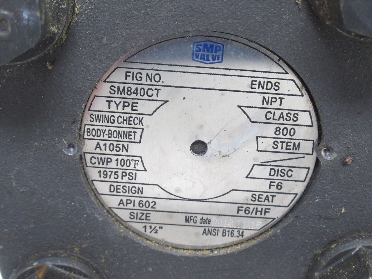 SMP SM840CT; Swing Gate Check Valve; 1-1/2NPT; 1975PSI