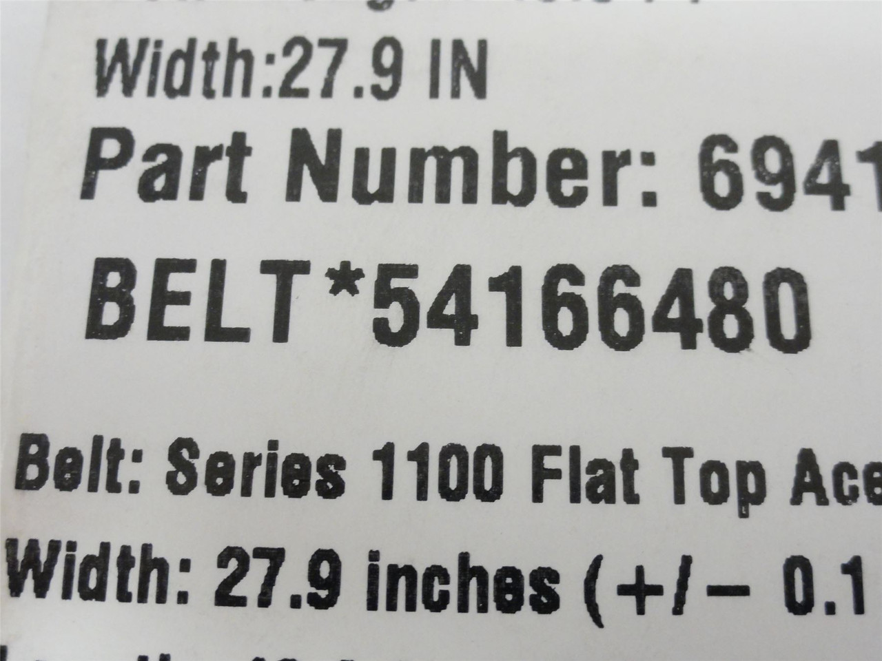 Intralox 54166480; Conveyor Belt; 69415; 19'Length 27.9"Width