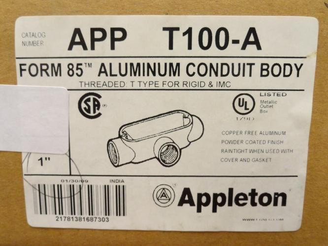 Appleton T100-A; Form 85 Conduit Body; 1 FNPT; Aluminum