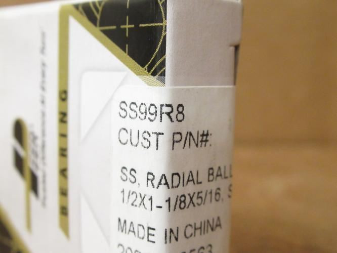 Peer SS99R8; Deep Groove Ball Bearing;0.5"IDx1.1250"ODx0.3125"W