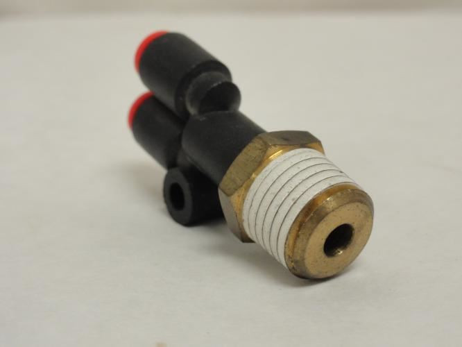 SMC KQU01-35S; Pneumatic Branch-Y Fitting; 1/8" Tube; 1/4 NPT