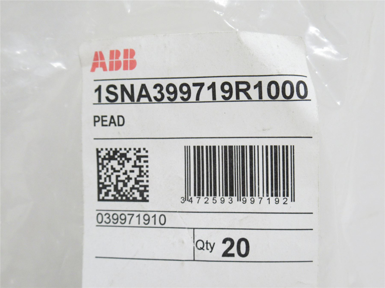 ABB 1SNA399719R1000; Bag-20; Terminal Block Markers/Tags