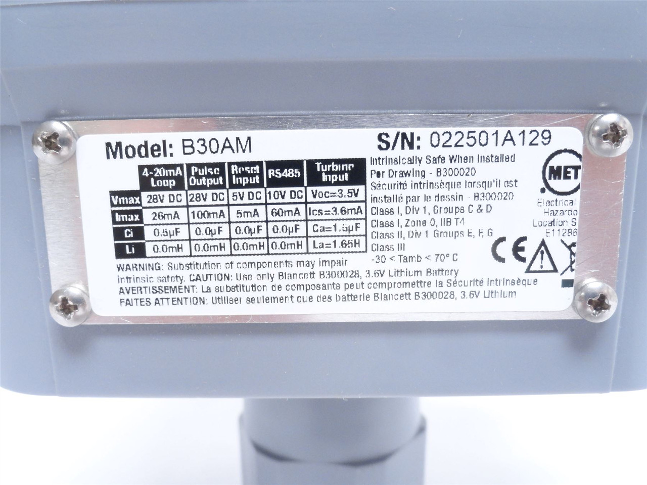 Badger Meter B30AM; Gas Flow Meter; 28VDC