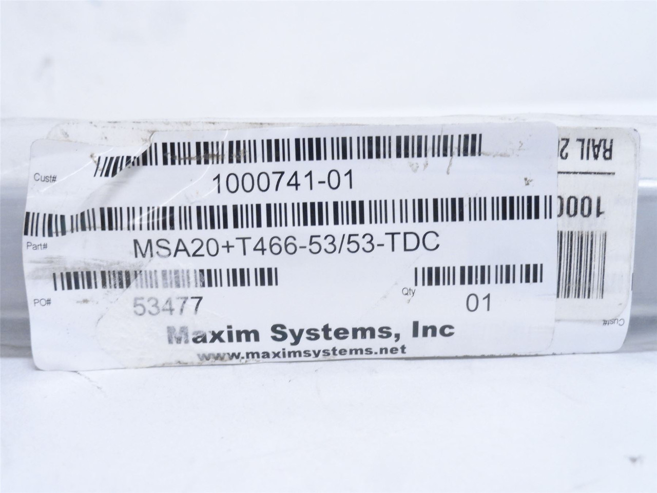 Maxim MSA20+T466-53/53-TDC; Bottom Rail Mount 20mm W; 466mm L