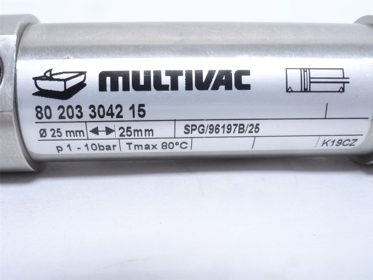 Multivac 80.203.3042.15; Air Cylinder; SS; 25mmID x 25mm Stk