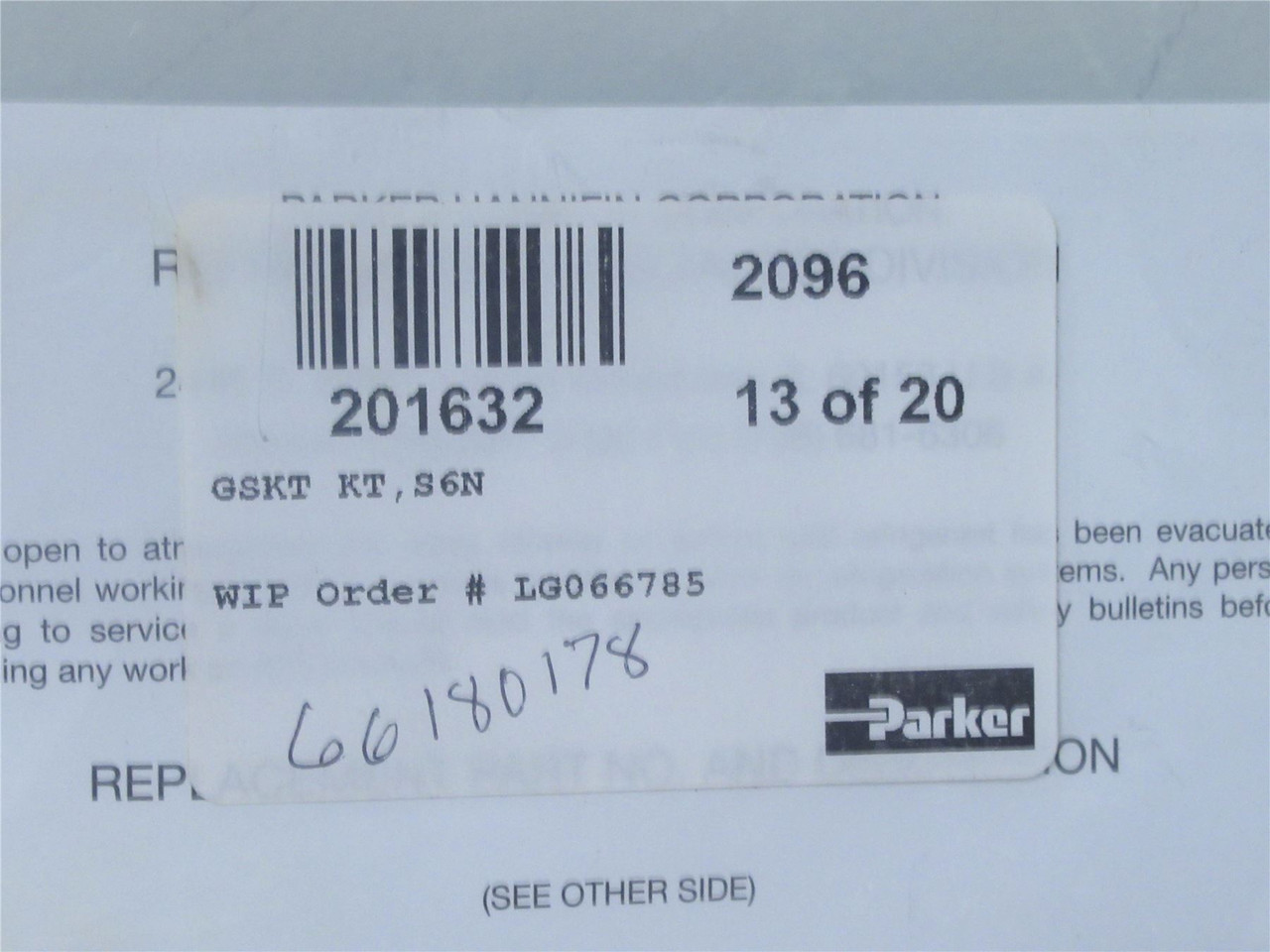 Parker 201632; Gasket Kit ; S6N